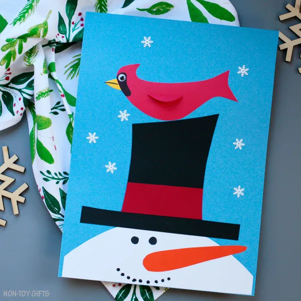 Snowman and cardinal