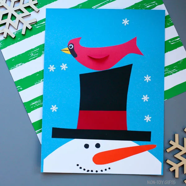 Snowman and cardinal craft for kids