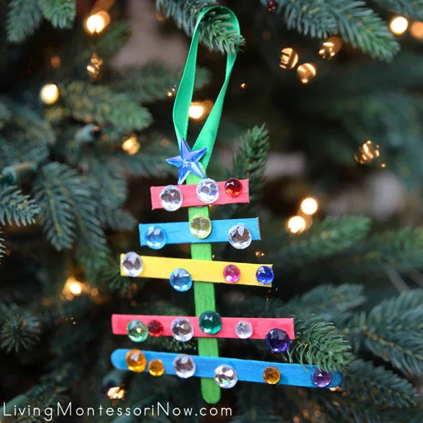 Colorful popsicle stick Christmas tree
