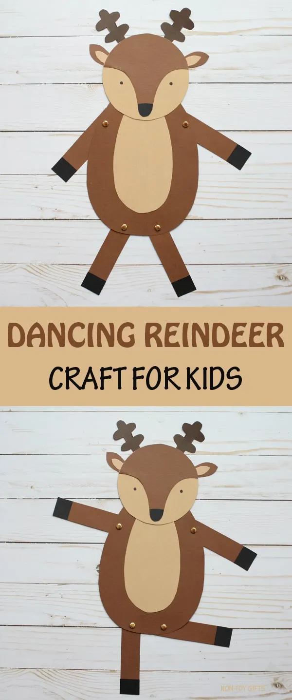 Dancing reindeer craft for kids. Easy paper Christmas craft for preschoolers, kindergartners and older kids #reindeer #Christmascraft