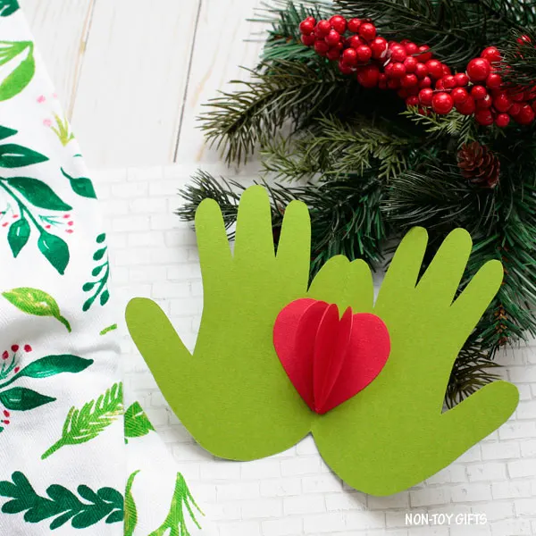 Handprint Grinch card for kids to make this holiday