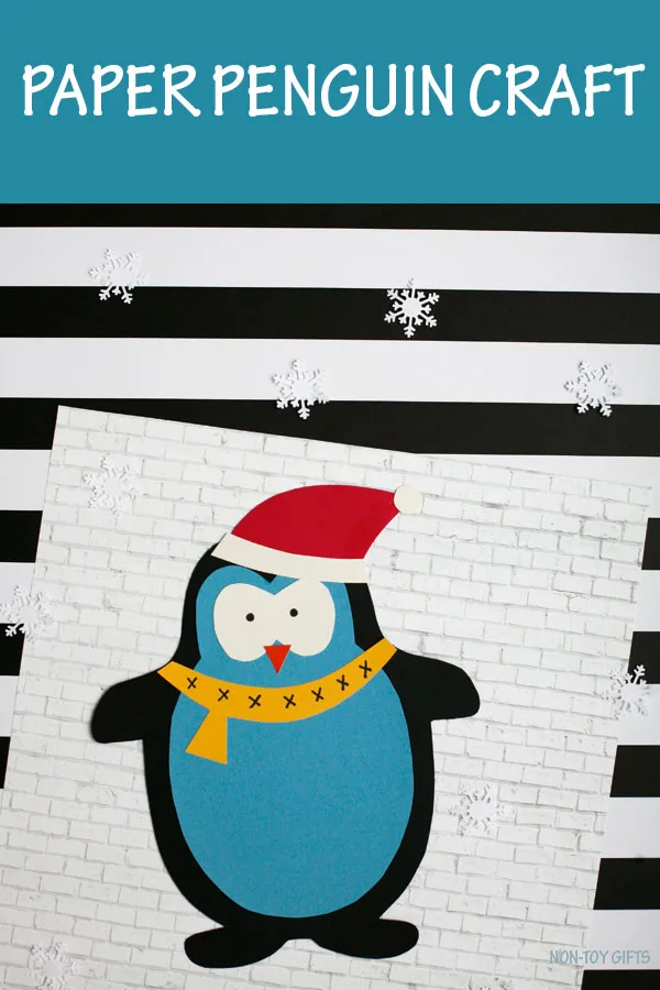 Paper penguin craft for kids to make this winter. Easy winter craft for preschoolers, kindergartners and older kids. #penguin #winter