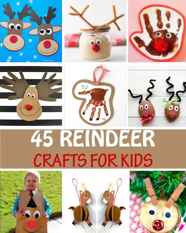 Reindeer crafts for kids: paper crafts, ornaments, handprints, cards and more. #reindeer #Christmascraft