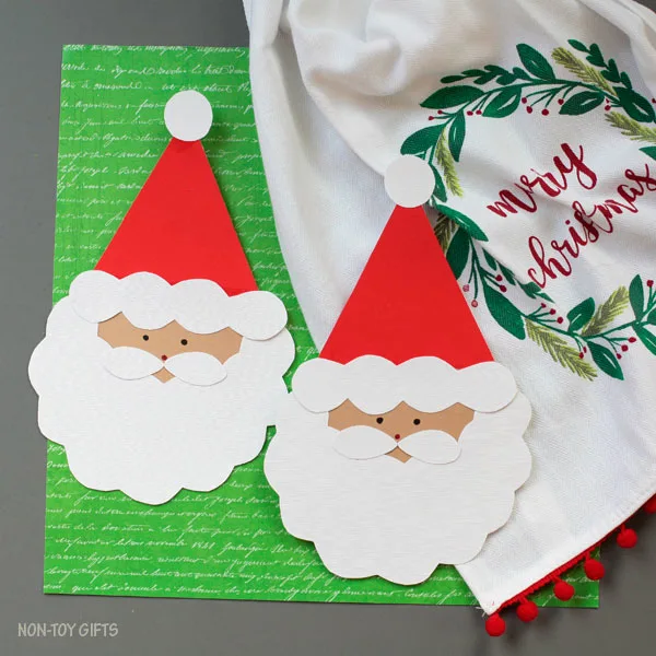 Easy Santa card for kids. Christmas card with template