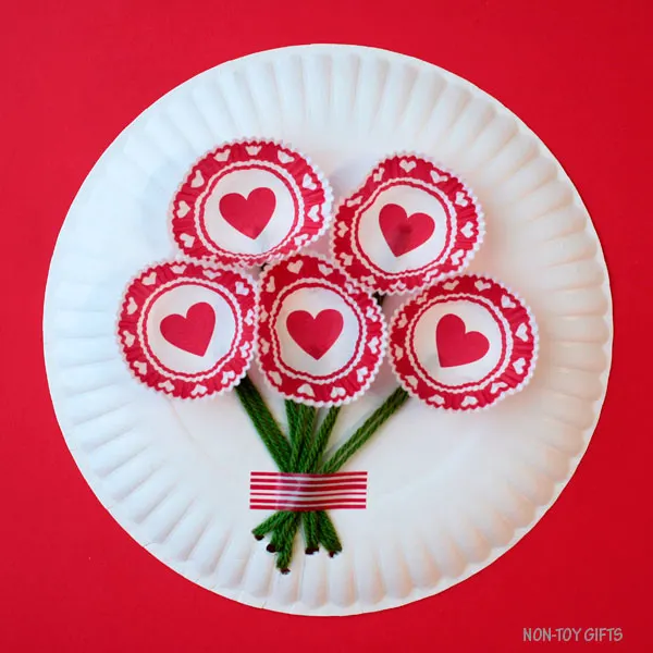 Valentine's Day heart flower craft for kids