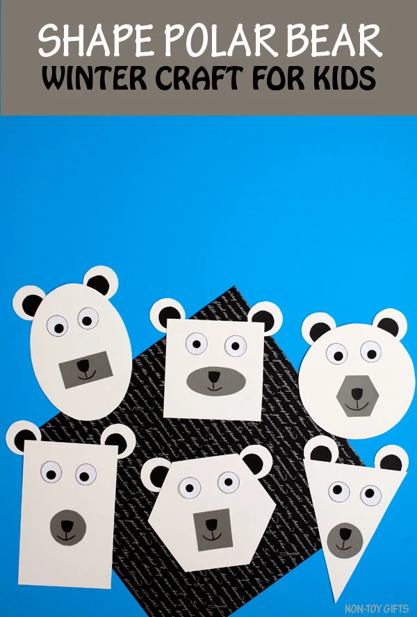 Shape polar bear craft for kids to make this winter. Great for a shape unit. #polarbear #wintercraft