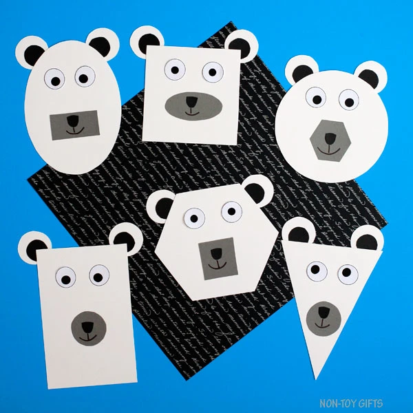 Shape polar bear craft for kids: winter craft