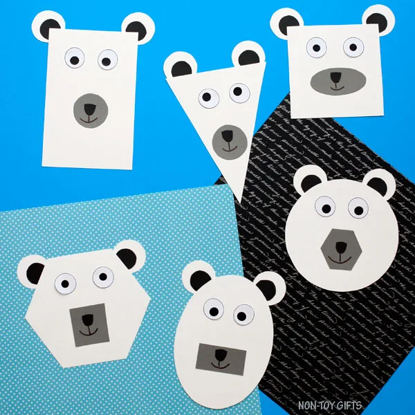 Easy shape winter craft for kids: polar bear