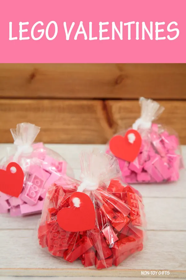 LEGO Valentines . Easy non-candy Valentine idea for kids #LEGO #Valentine #nontoygifts