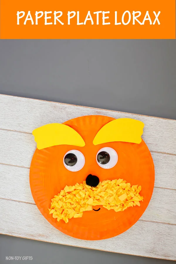 Paper plate Lorax craft for kids to make for Dr Seuss Day #nontoygifts