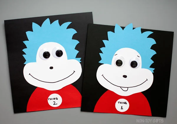 Thing 1 and thing 2 craft. Dr Seuss craft for kids