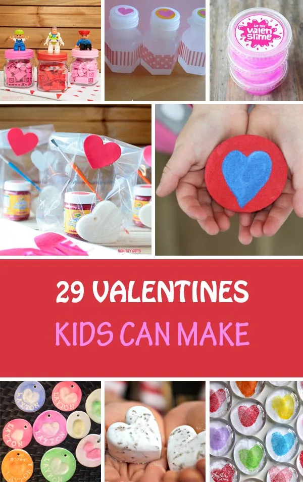 Classroom Valentines kids can make for Valentine's Day: hearts, necklaces, pencil toppers, bubbles, play dough and more #nontoygifts #valentines