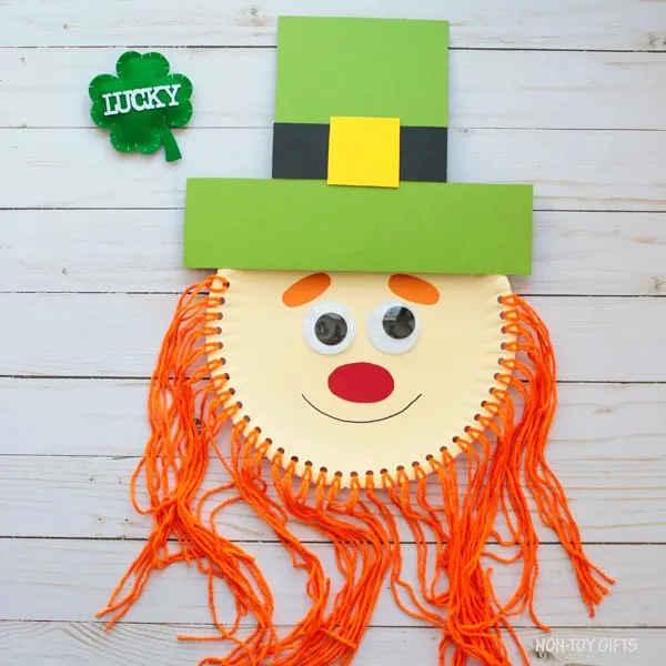 Paper plate St Patrick leprechaun craft for kids