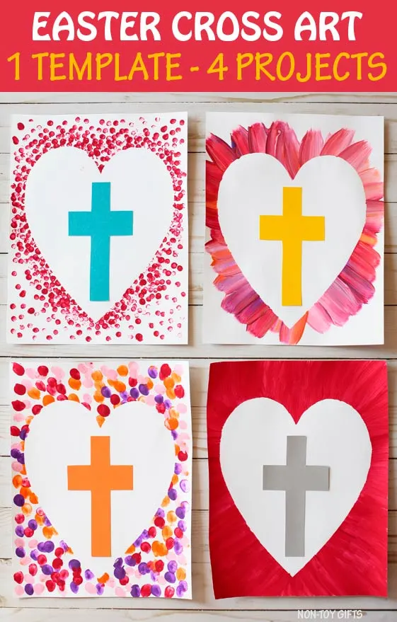 Easter cross art project for kids to make for Easter. Easter religious craft for Sunday School. #crosscrsft #Eastercraft #nontoygifts
