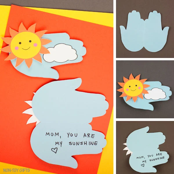 Mother's Day handprint sunshine card collage