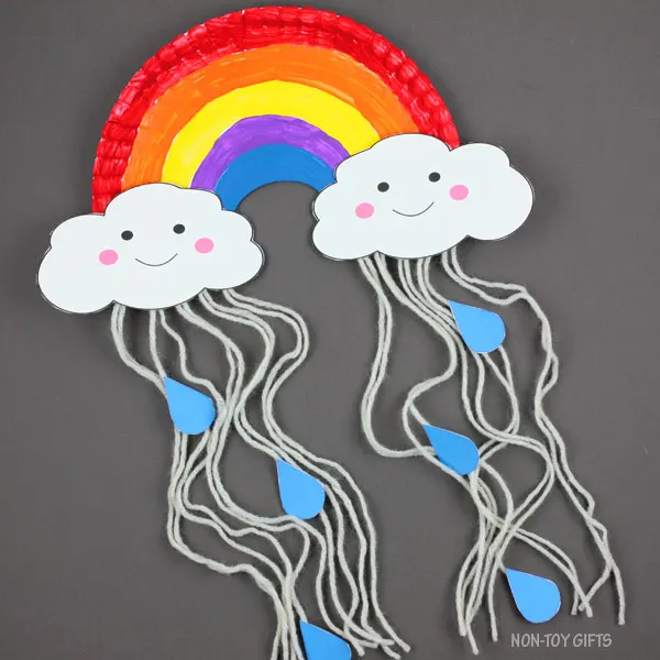Paper plate rain cloud craft