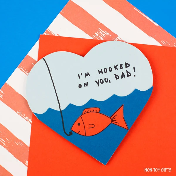 Father's Day card kids can make: Hooked on Dad!