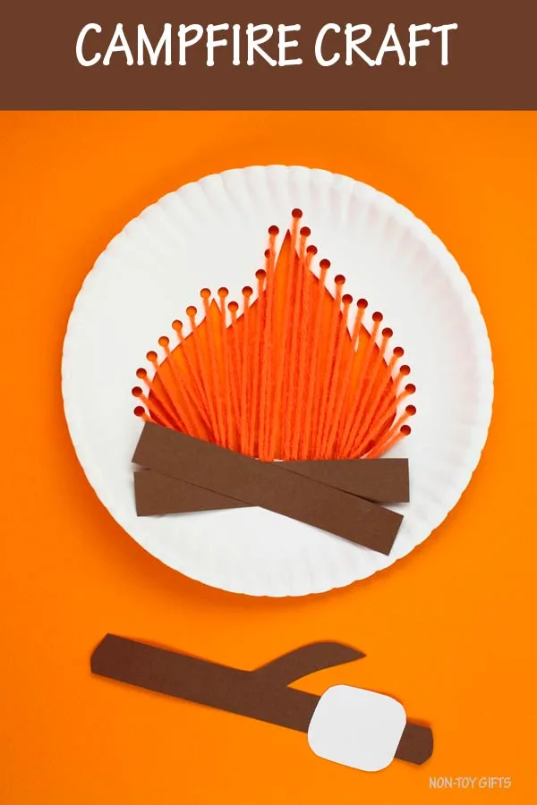 Paper plate campfire craft for kids to try this summer at camping