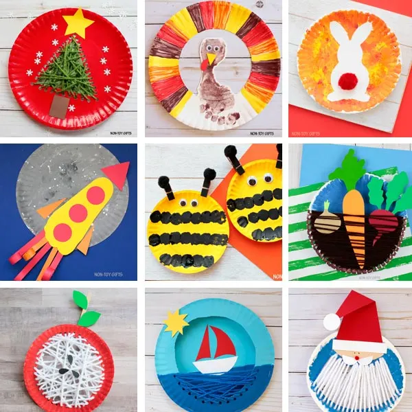 Paper plate crafts kids collage