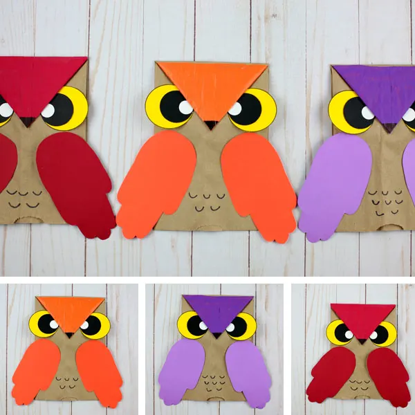 Paper bag owls for kids