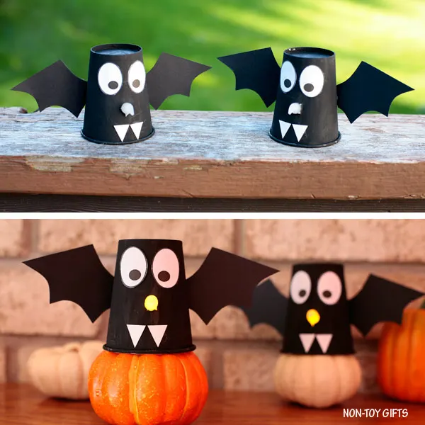 paper cup bats craft for kids