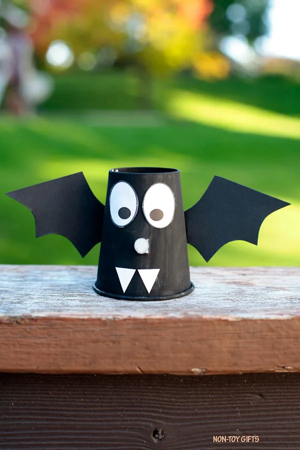 paper cup bat with tea light candle nose