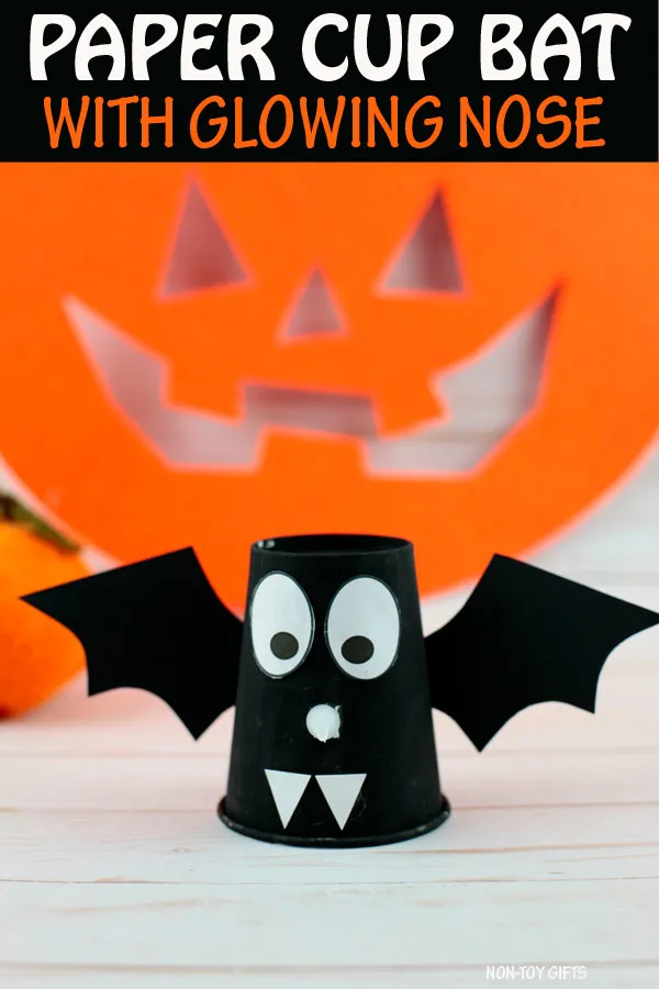 paper cup bats craft for kids for Halloween