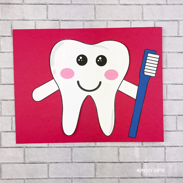 Tooth with toothbrush