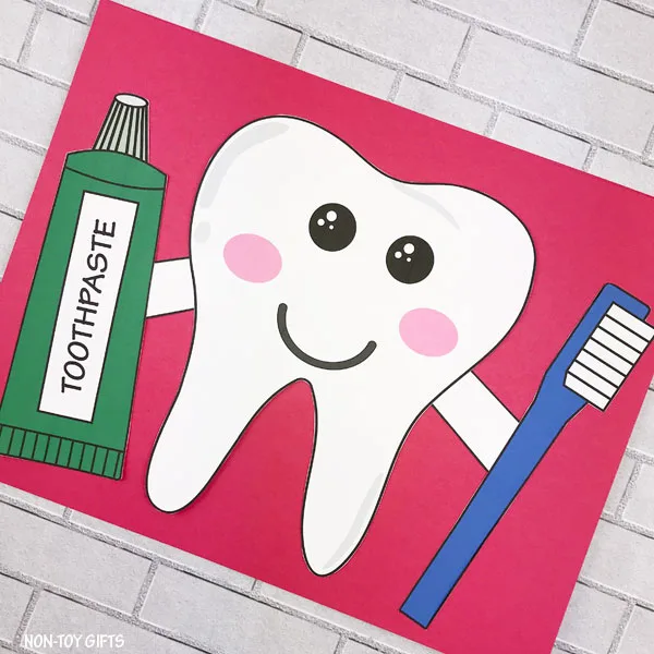 Happy tooth craft template for preschoolers and older kids
