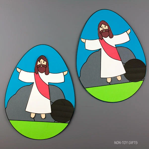 He Is Risen Easter egg craft printable for kids