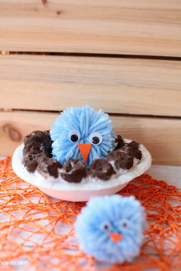 pom pom bird and nest craft
