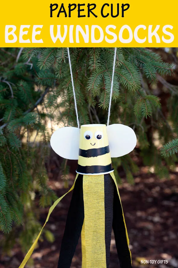 paper cup bee windsocks craft