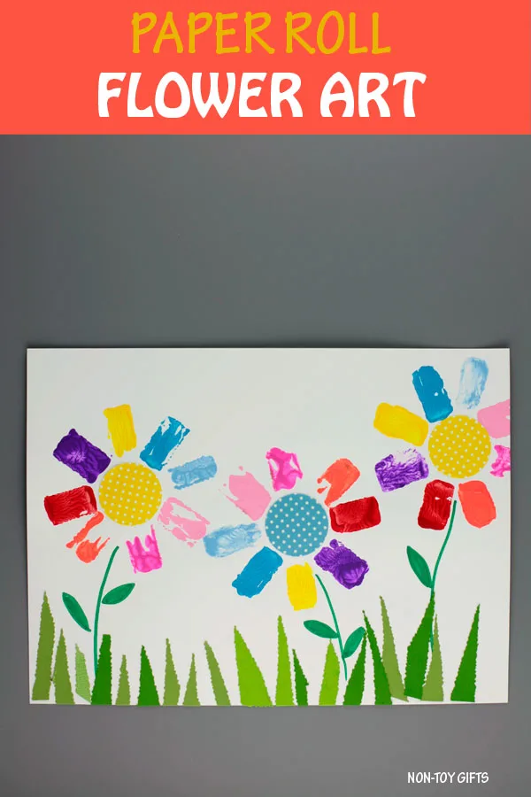 Paper roll flower art for preschoolers and older kids