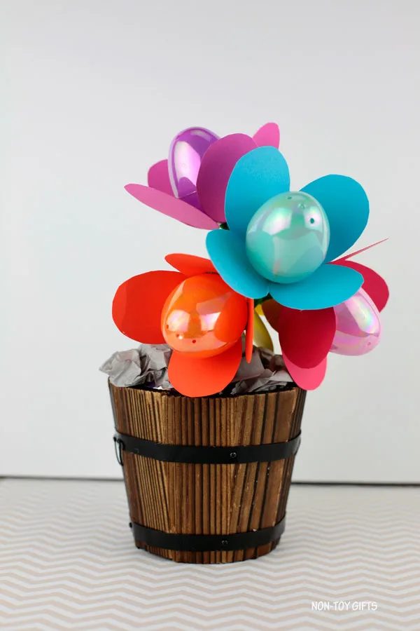 Plastic Easter egg flowers craft