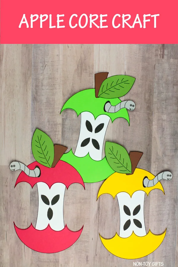 Apple core craft for preschoolers and older kids
