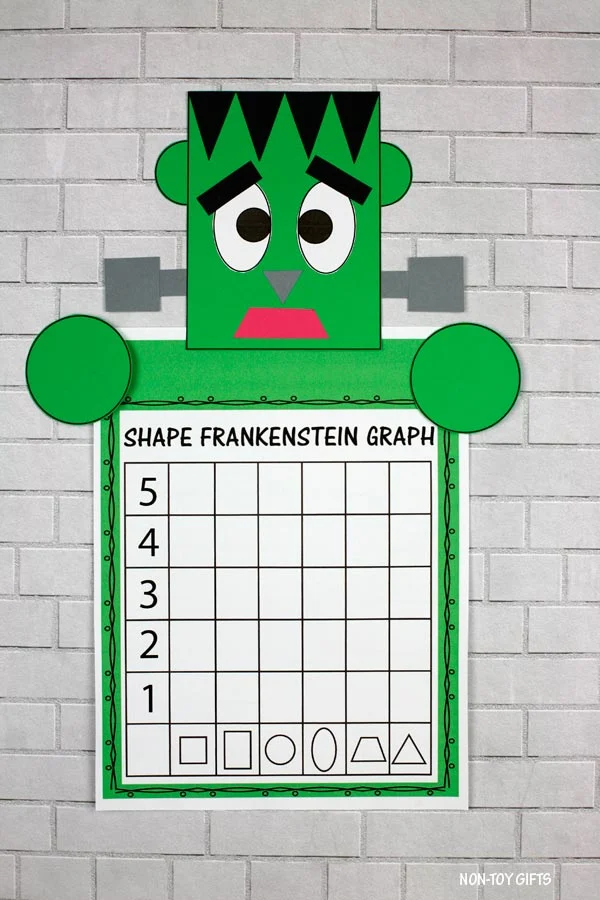 Shape Frankenstein math craft and writing activity