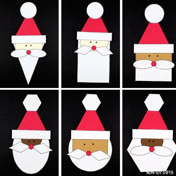 Easy paper Santa shape craft for kids
