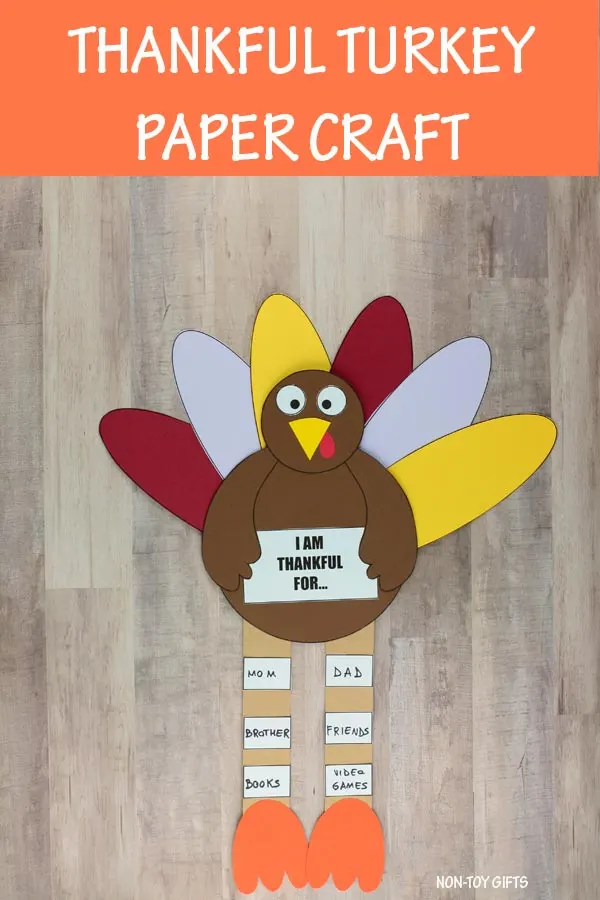 Thankful turkey craft for preschoolers and kindergartners