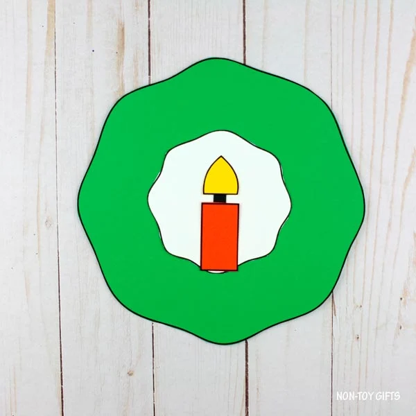 candle on wreath