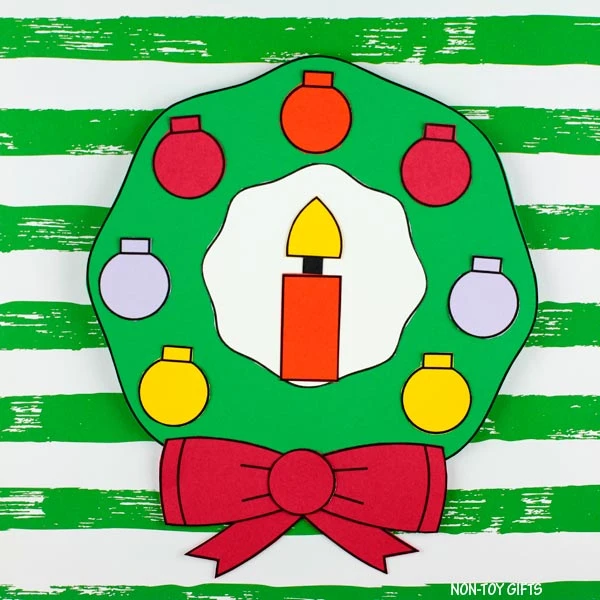 Paper Christmas wreath craft for kids
