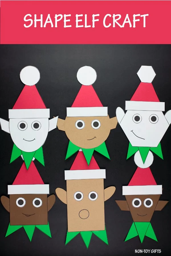 Shape elf craft for kids to make this Christmas