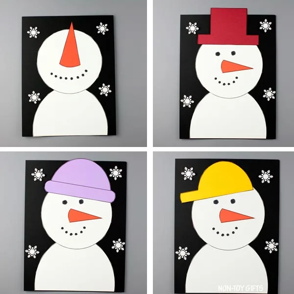 Paper snowman craft for kids
