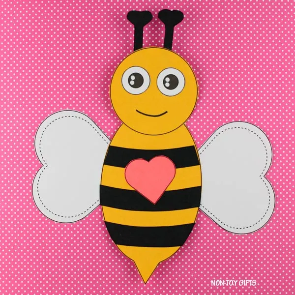 Valentine bee craft for Valentine's Day