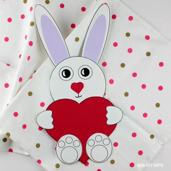 Paper Valentine's Day heart bunny craft for kids