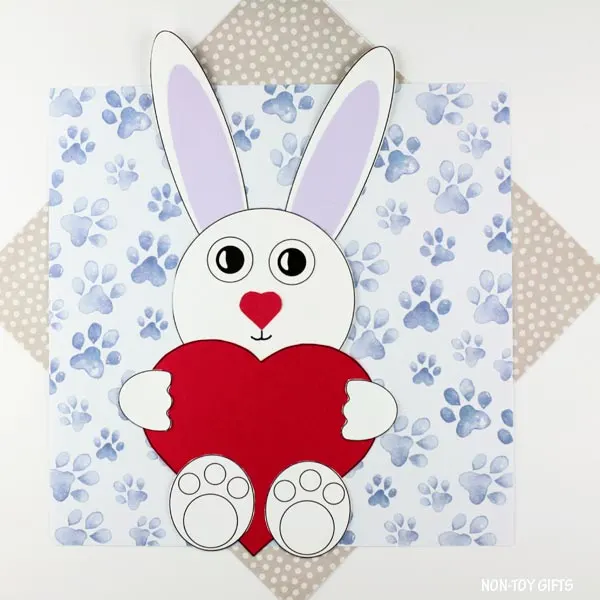 Easy paper Valentine's Day heart bunny craft