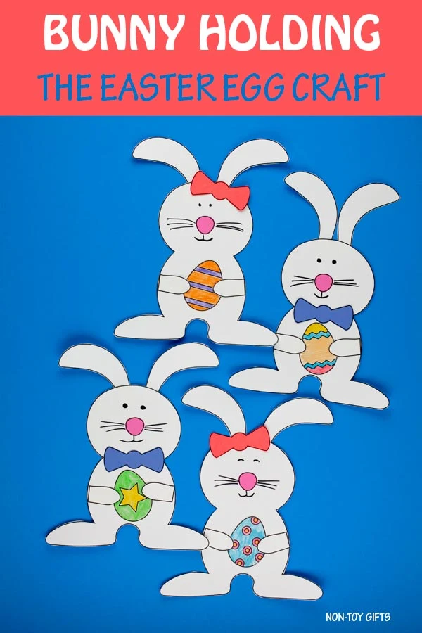 Bunny holding Easter egg craft for preschoolers and older kids