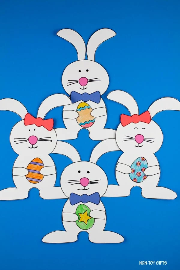 Bunny holding Easter egg craft foe kids