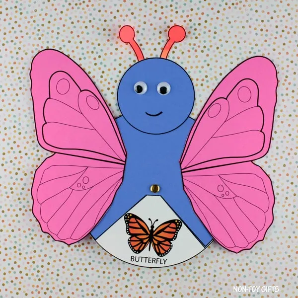 Butterfly life cycle spinner craft for preschoolers and older kids