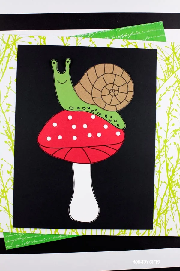 Spring snail on mushroom craft