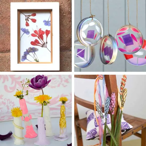 dandelion vases, lavender wands, flower sun catcher windchimes